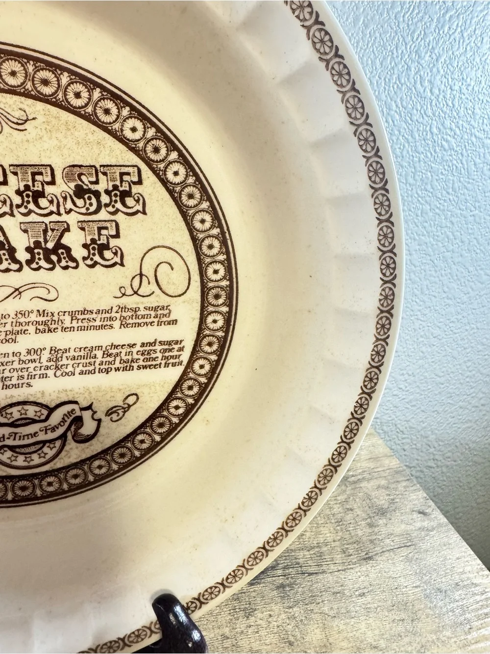 Vintage Royal China Jeannette Cheesecake Recipe Pie Plate - Made in USA